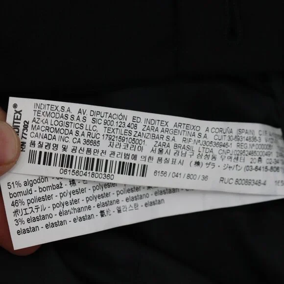 NWT Zara pants women's 4 Asymmetric Hem black cotton blend career preppy work - Picture 14 of 15